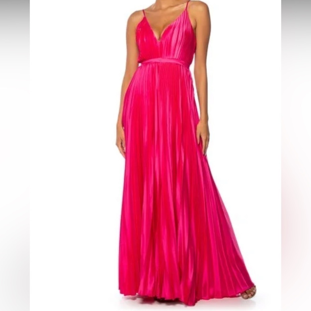 AINT SHE SWEET PLEATED SATIN JUMPSUIT IN PINK . It is a Luxury product.